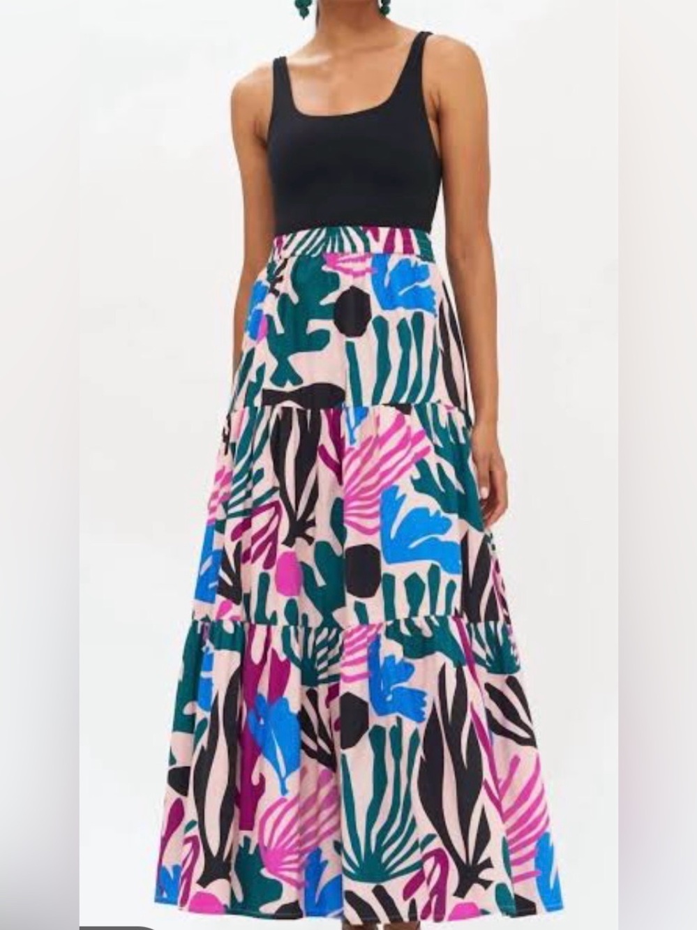 Oliphant Abstract Tiered Maxi Multi Colored Skirt Size Large